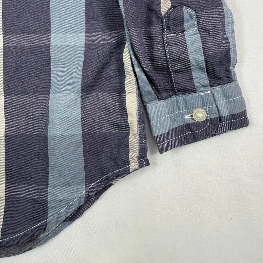 RALPH LAUREN Baby Boys' Slate Blue Plaid Striped Long Sleeve Button Down Size 9M